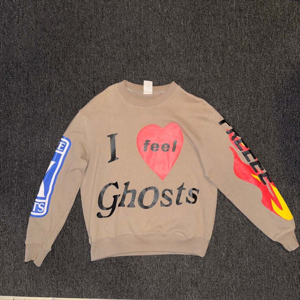 Knock off I feel Ghost Men's Graphic Crewneck Sweater - Tan